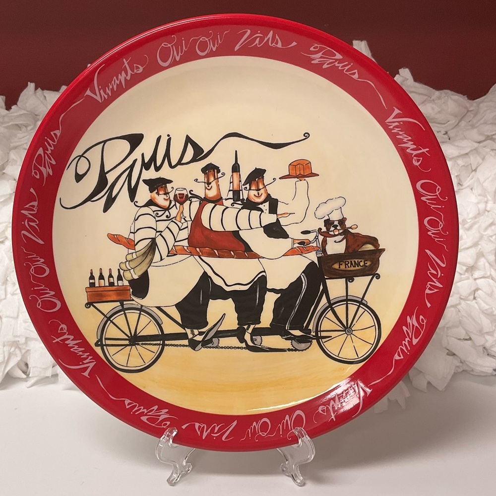 CERTIFIED INTERNATIONAL Replacement Dinner Plate Funny Paris Chefs Red Black
